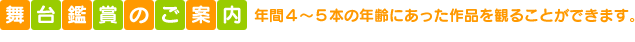 舞台鑑賞のご案内　年間4～5本の年齢にあった作品を観ることができます。